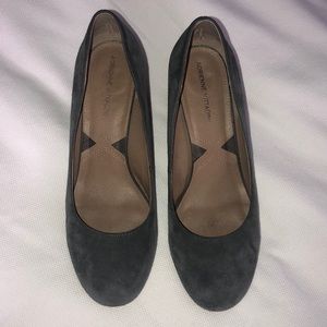 Grey suede pumps